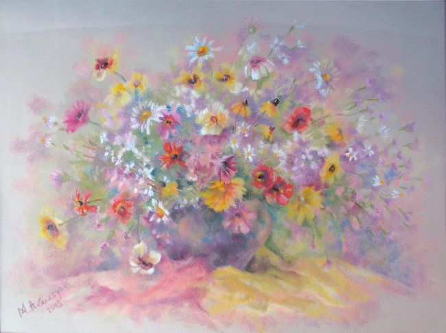 Картина под названием "Field flowers" - Marina Avanesyan, Подлинное произведение искусства