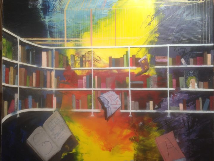 Peinture intitulée "Le chaos littéraire" par Marina Laine, Œuvre d'art originale