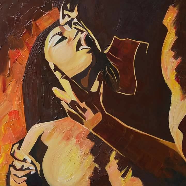 Pittura intitolato ""Поцелуй дьявола",…" da Marina Timchenko, Opera d'arte originale, Olio