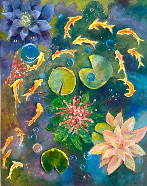 Painting titled "Aquarium" by Marine Avakian, Original Artwork, Acrylic