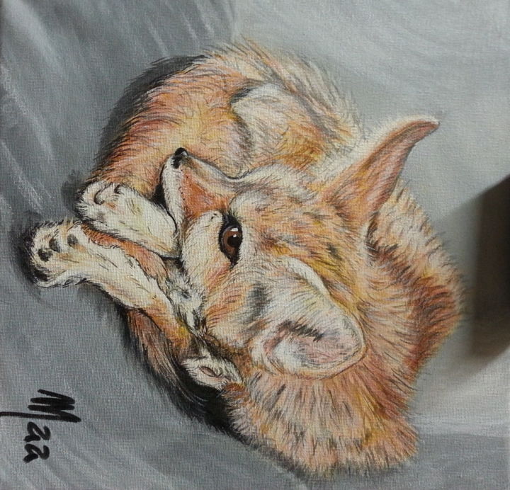 Painting titled "Fennec" by Marine Bertona, Original Artwork, Acrylic