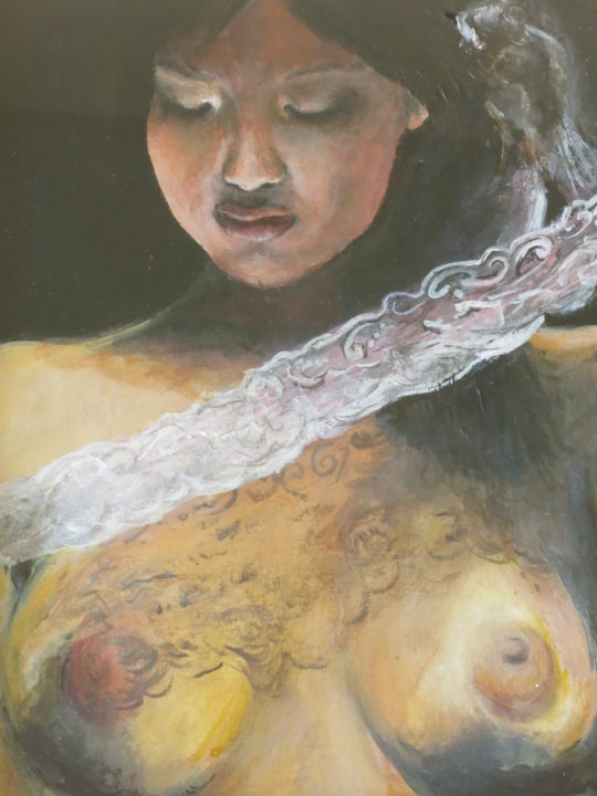 Malerei mit dem Titel "dentelle-asiatique-…" von Marine Chatel, Original-Kunstwerk