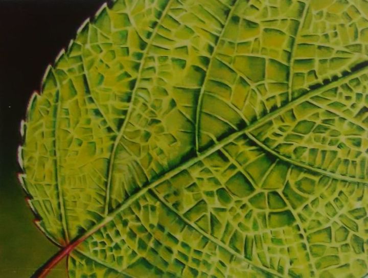Painting titled "feuille.jpg" by Marine Chaudre, Original Artwork, Acrylic