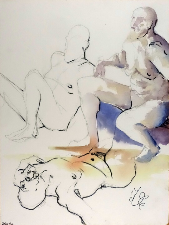 「Triangulation psych…」というタイトルの描画 Marine Chauvetによって, オリジナルのアートワーク, インク