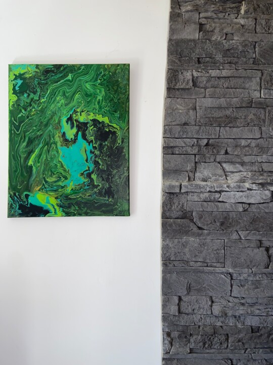 Peinture intitulée "Tourbillon Vert" par Marine Hennequet, Œuvre d'art originale, Acrylique