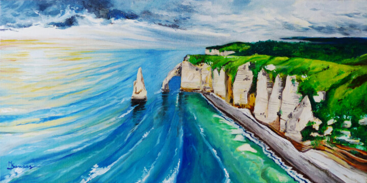 Malerei mit dem Titel "Côte d'Albatre, Etr…" von Marine Sansas, Original-Kunstwerk, Öl Auf Keilrahmen aus Holz montiert
