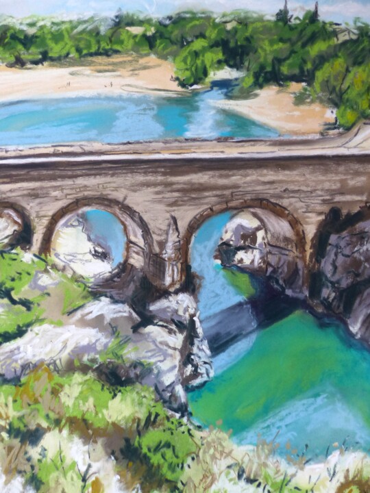 Pintura titulada "Pont du Diable" por Marine Sansas, Obra de arte original, Pastel