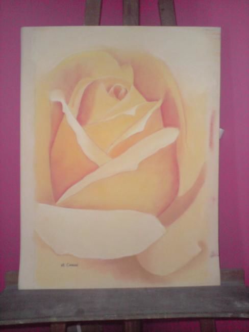 Peinture intitulée "fleur jaune" par Marine Caron, Œuvre d'art originale