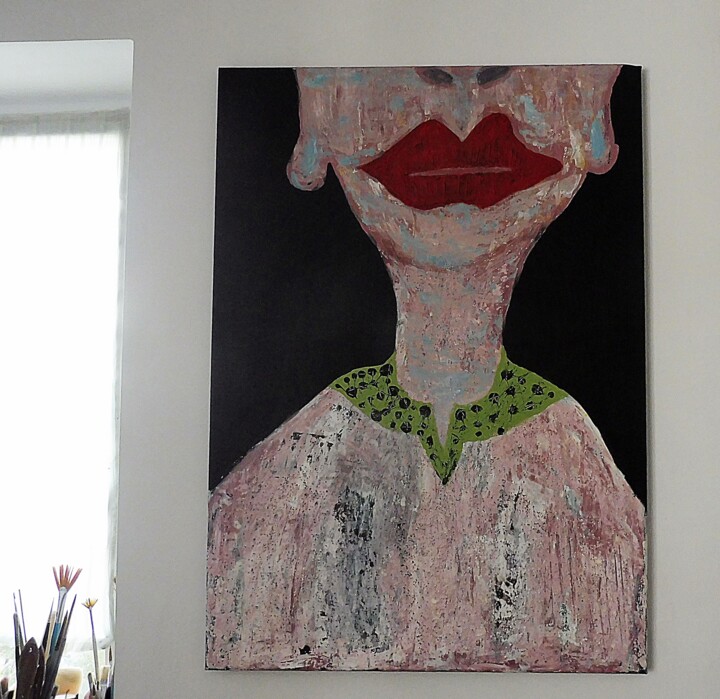 Painting titled "Modern woman portra…" by Marinela Puscasu, Original Artwork, Acrylic