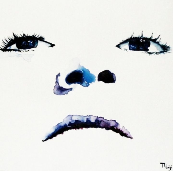 Peinture intitulée "Le regard" par Marine Luigi, Œuvre d'art originale, Aquarelle