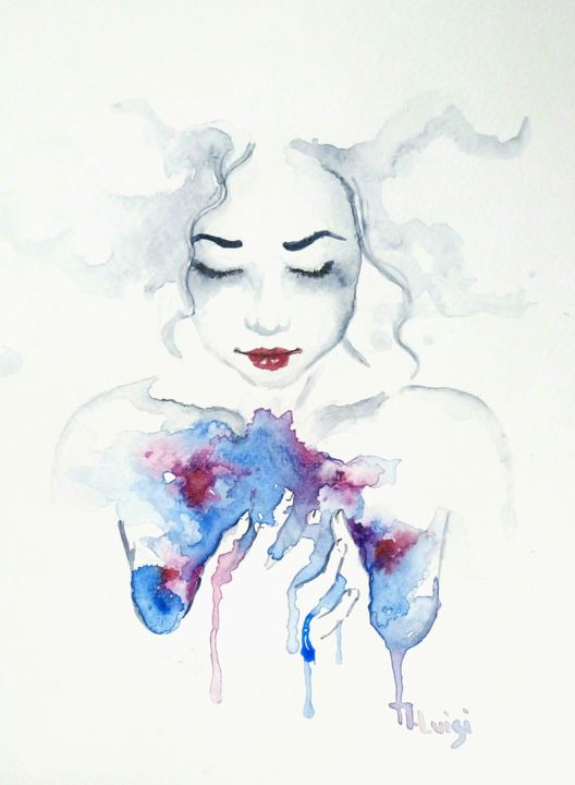 Painting titled "La couleur intérieu…" by Marine Luigi, Original Artwork, Watercolor