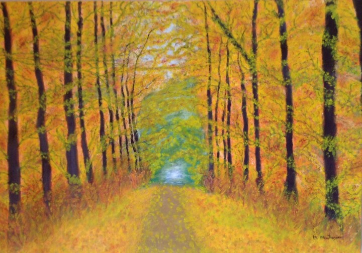 Peinture intitulée "Paysage d'automne" par Marinetta, Œuvre d'art originale, Huile