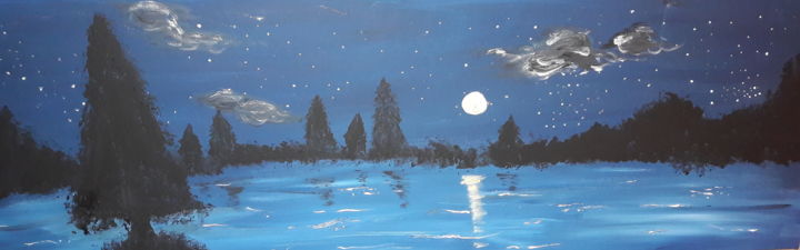 Peinture intitulée "La mer étoilée" par Débora Marinho, Œuvre d'art originale,