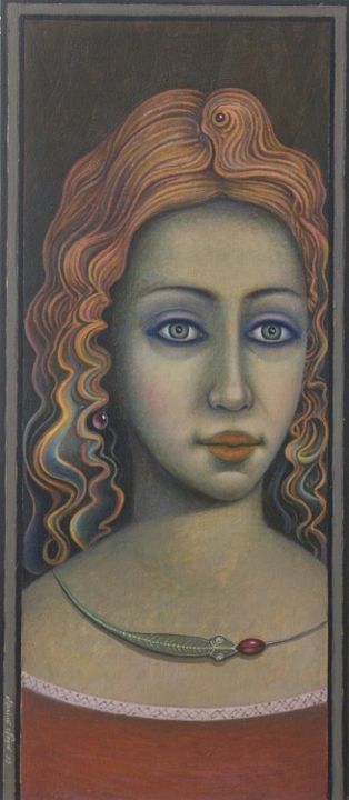 Painting titled "Testa di donna 2" by Marino Nagro, Original Artwork
