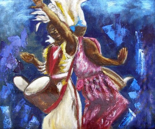 Peinture intitulée "danseurs" par Marinou, Œuvre d'art originale