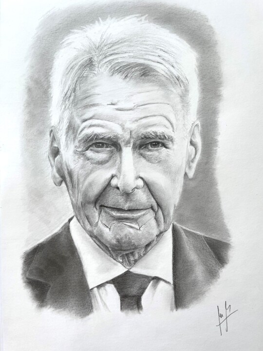 Drawing titled "Harrison Ford" by Mario Araus, Original Artwork, Graphite