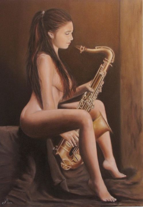 Painting titled "Jazz Girl" by Mario, Original Artwork