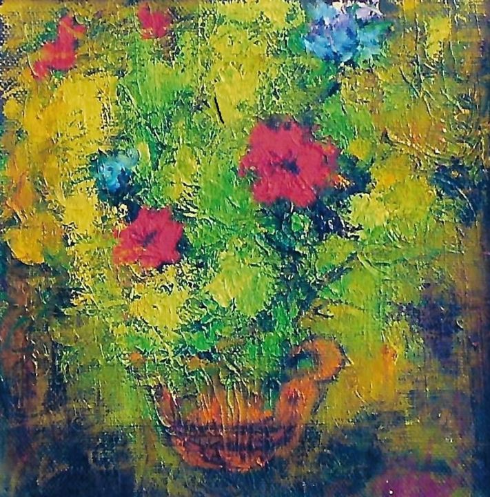 Pittura intitolato "1-fiori-" da Mario Fanconi, Opera d'arte originale, Olio