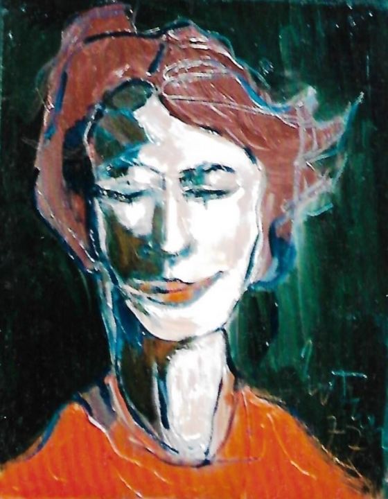 Pittura intitolato "2-volto-malizioso-" da Mario Fanconi, Opera d'arte originale, Olio