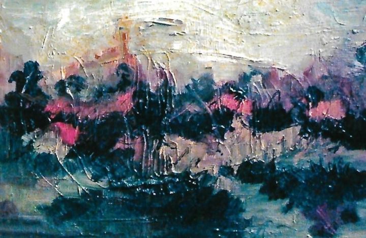 Pittura intitolato "5- verso l'alba" da Mario Fanconi, Opera d'arte originale, Olio
