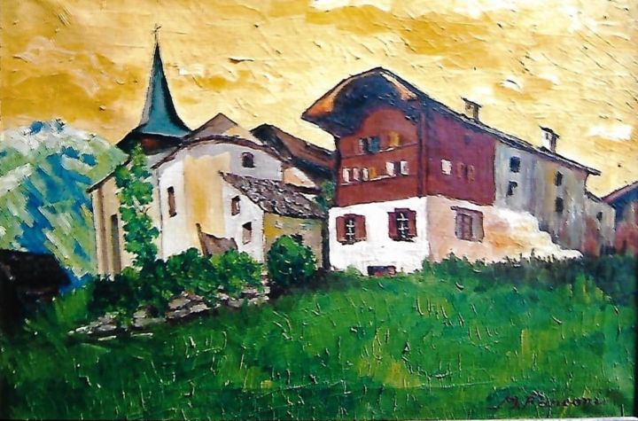 Painting titled "6-villaggio-del-val…" by Mario Fanconi, Original Artwork, Oil