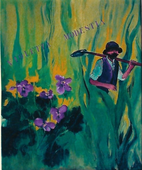 Pittura intitolato "violetta (modestia)" da Mario Fanconi, Opera d'arte originale, Olio