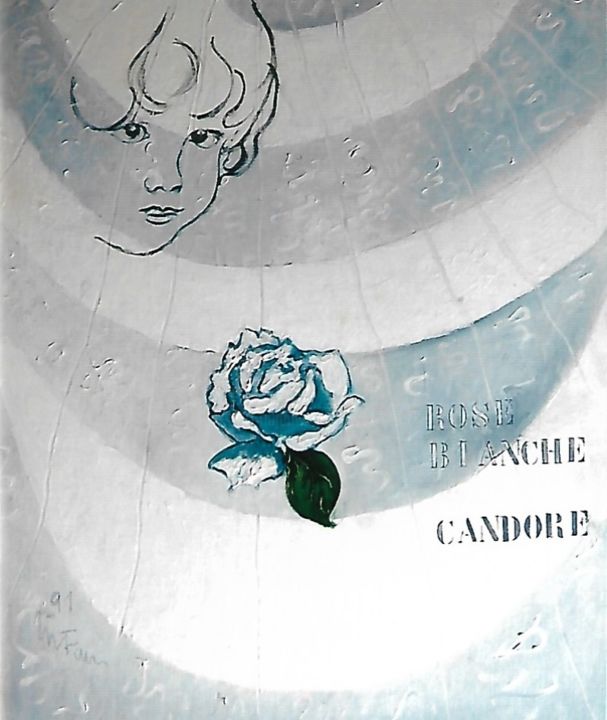 绘画 标题为“rose bianche (cando…” 由Mario Fanconi, 原创艺术品, 油