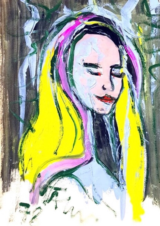 Pittura intitolato "donna misteriosa" da Mario Fanconi, Opera d'arte originale, Olio