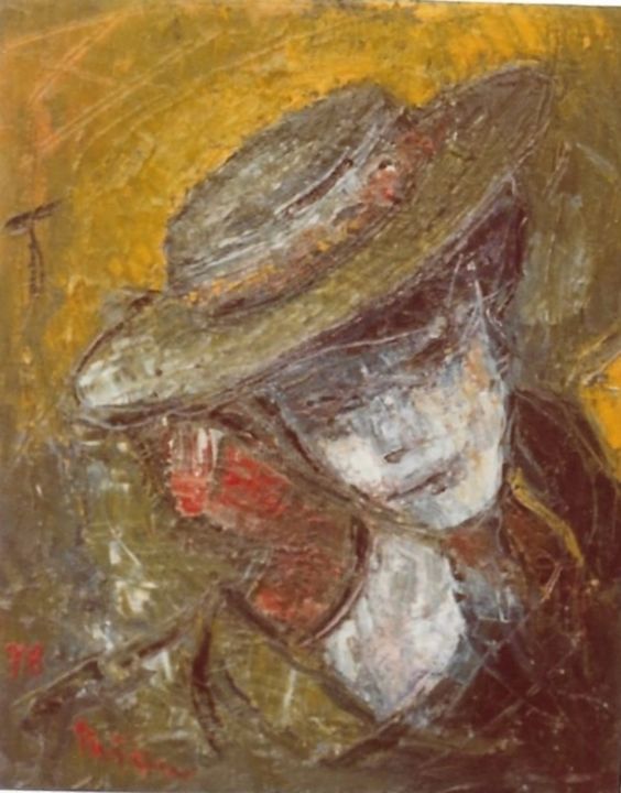 Pintura titulada "Che bel capellino" por Mario Fanconi, Obra de arte original, Oleo
