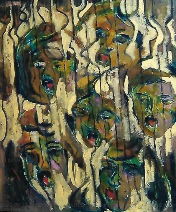 Pittura intitolato "A squarciagola" da Mario Fanconi, Opera d'arte originale, Olio