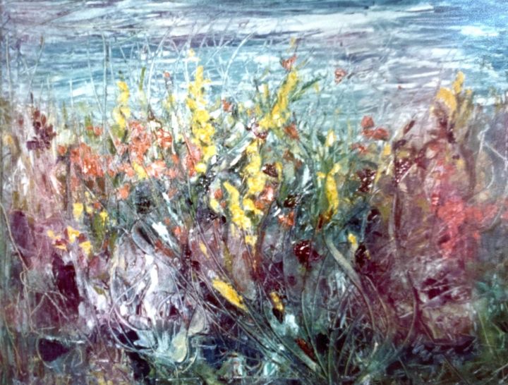Pittura intitolato "Fiori di campo" da Mario Fanconi, Opera d'arte originale, Olio