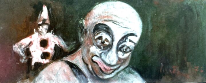 Malerei mit dem Titel "Clown" von Mario Fanconi, Original-Kunstwerk, Öl