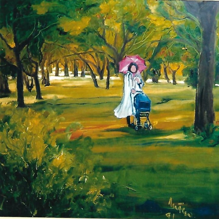 Peinture intitulée "passeggiata" par Mario Fanconi, Œuvre d'art originale, Huile