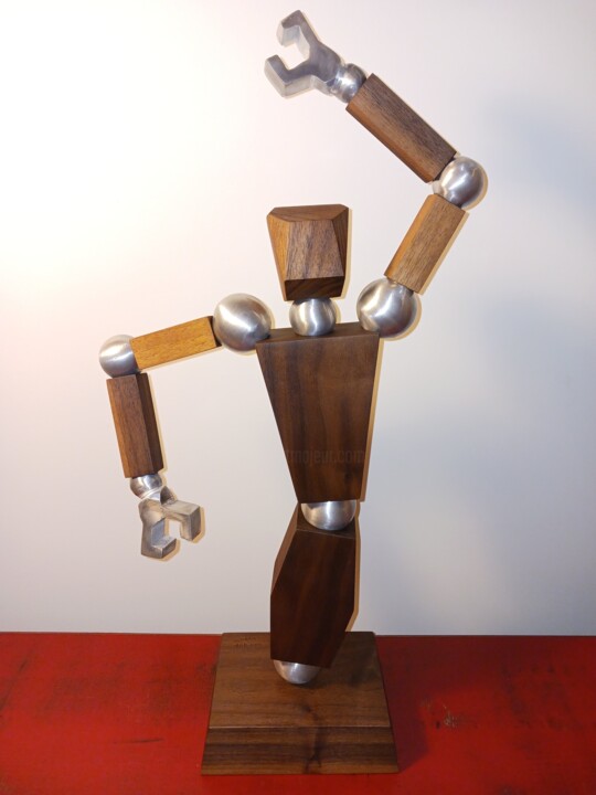 Sculpture intitulée "Robot AMB 007" par Mario Forget (Atelier Méta-Bois), Œuvre d'art originale, Aluminium