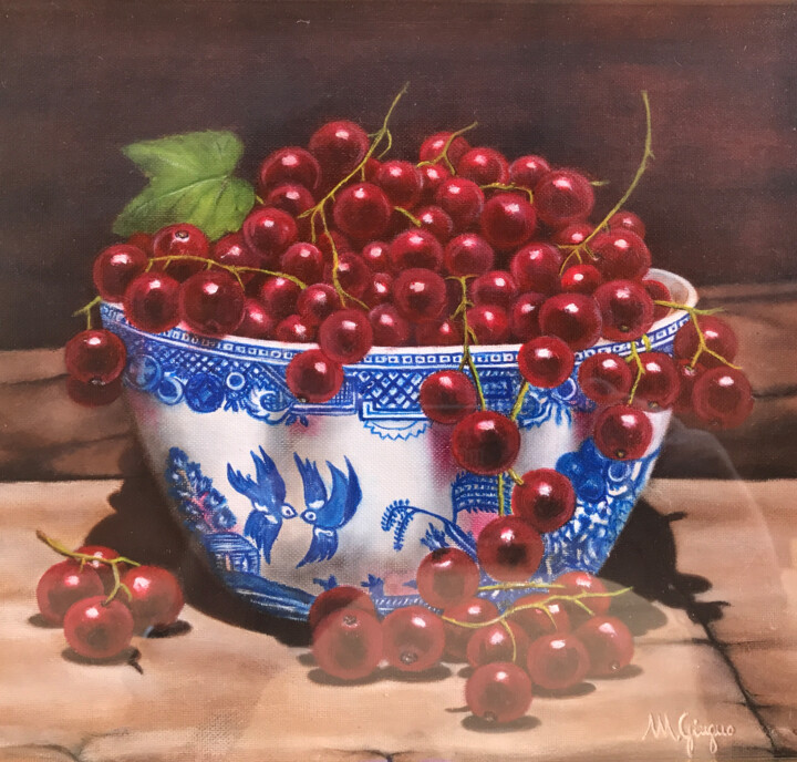 Painting titled "vaso-con-ciliegie.j…" by Mario Giugno, Original Artwork