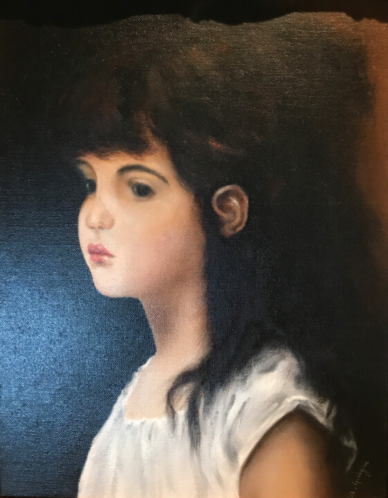 Painting titled "ritratto-di-bambina…" by Mario Giugno, Original Artwork