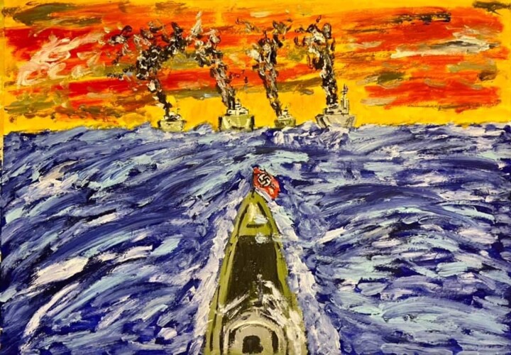 Pittura intitolato "U boot" da Mario Pratesi, Opera d'arte originale, Olio
