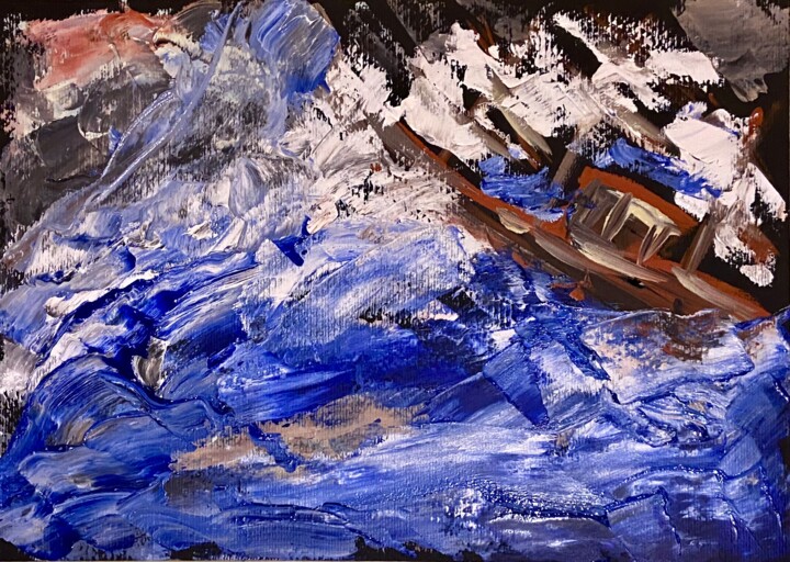 Painting titled "Nave quasi sommersa" by Mario Pratesi, Original Artwork, Oil