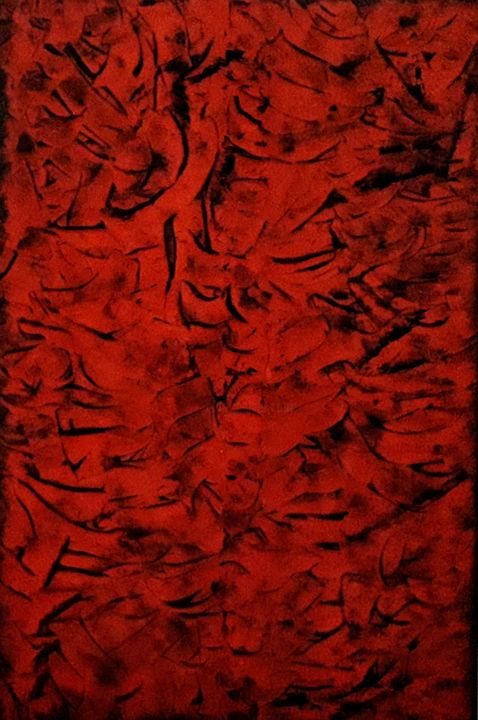 Pittura intitolato "Nero su Rosso" da Mario Frattura, Opera d'arte originale, Acrilico