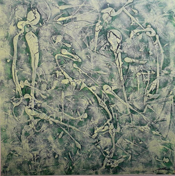 Painting titled "Green" by Mario Frattura, Original Artwork, Acrylic