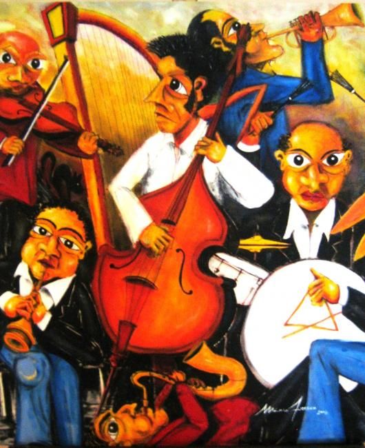 Pintura intitulada "jazz" por Mário Fresco, Obras de arte originais, Óleo