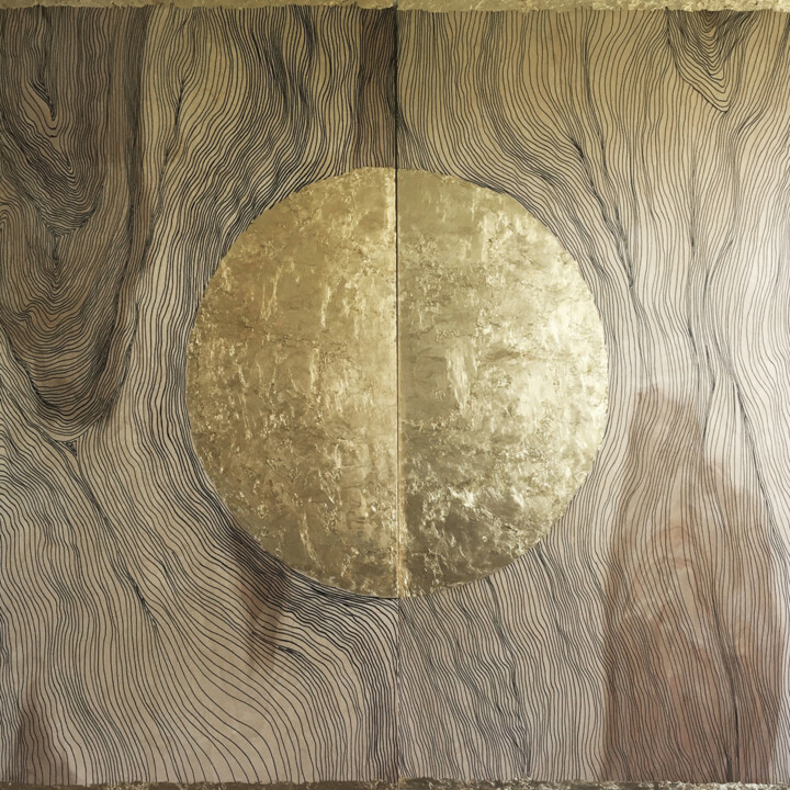 Malarstwo zatytułowany „Golden Moon” autorstwa Mariola Łuć (Marceliuss Art), Oryginalna praca, Akryl