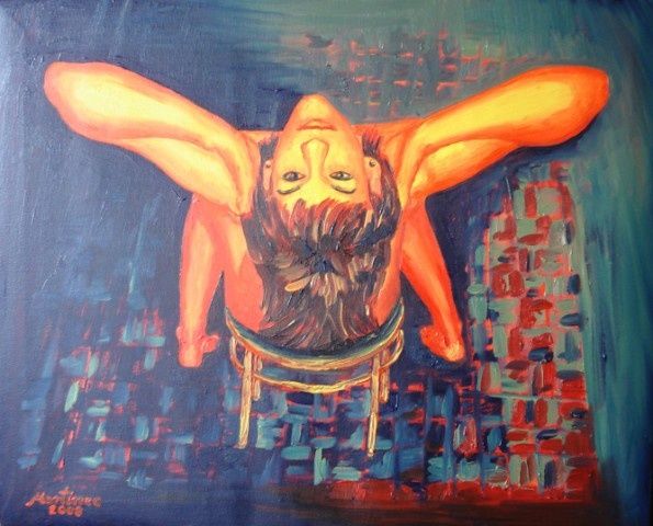 Painting titled "Nude on a chair" by Mario Martinec, Original Artwork
