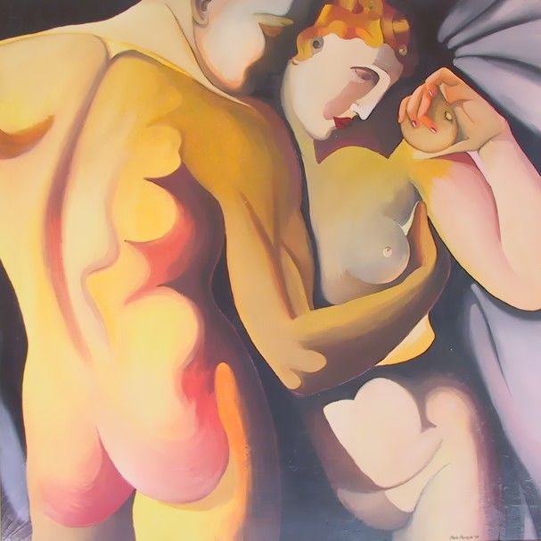 Pittura intitolato "Adamo ed Eva" da Mario Morreale, Opera d'arte originale, Olio