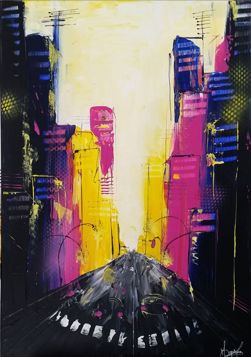 Painting titled "city-center.jpg" by Marion Capdevila, Original Artwork, Acrylic