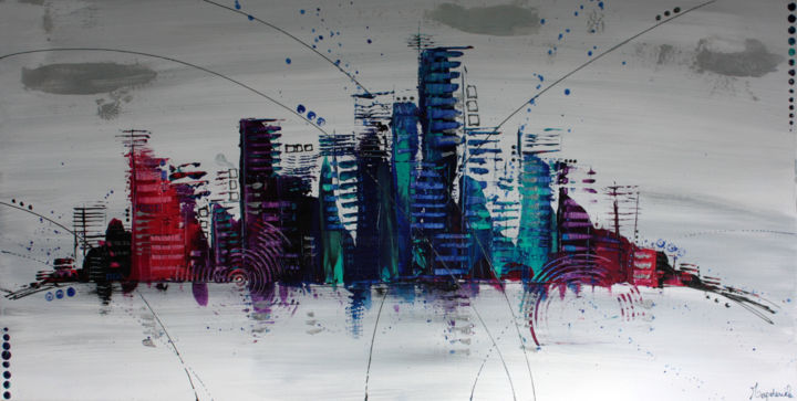 Painting titled "lagoon-city.jpg" by Marion Capdevila, Original Artwork, Acrylic