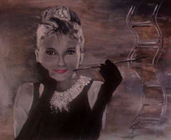 Painting titled "Audrey Hepburn" by Marion Chevalier, Original Art,