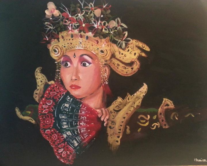 Painting titled "spectacle à Java" by Marion Chevalier, Original Art,