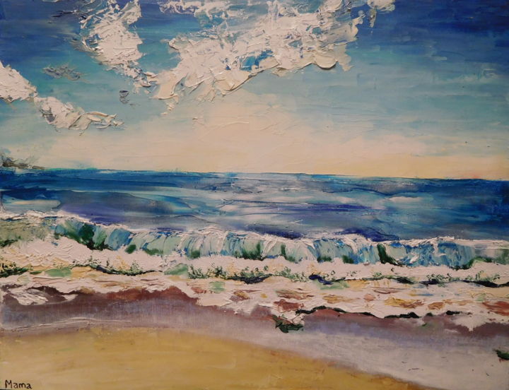Peinture intitulée "Océan 1" par Mama, Œuvre d'art originale, Acrylique