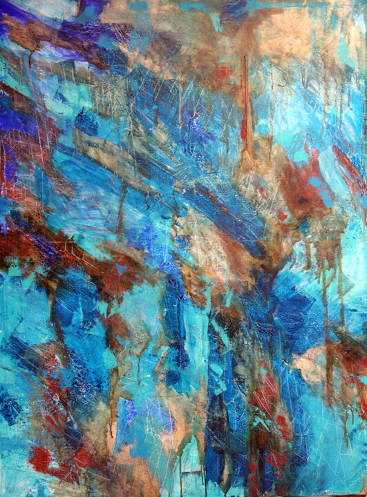 Painting titled "turquoise" by Marion Moulin, Original Artwork, Acrylic